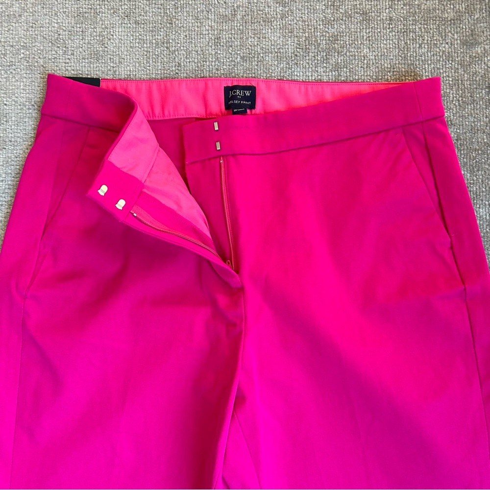 NWT J. Crew Factory Cotton-Blend Pink Kelsey Cropped Flare Pants, Size 14 - Picture 5 of 13